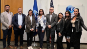 De izquierda a derecha: Henry Ramírez, gerente comercial de Voll Code; Byron Ardón, gerente general de CODECOMINTER; Natalia Samayoa, consejera comercial del Consulado General de Guatemala en Miami; Suzanne Lemaitre, directora ejecutiva WBO; Luis Renella, director de operaciones WBO; Elsi Bremer, gestor de negocios de SG Consultores; Grecia Ramirez, coordinadora de la Comisión de Servicios Integrados a la Exportación de AGEXPORT; y Mariana Ceilia Faria, gerente de país de Southcross Logistics.